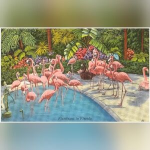 Vintage Flamingos in Florida Art Print